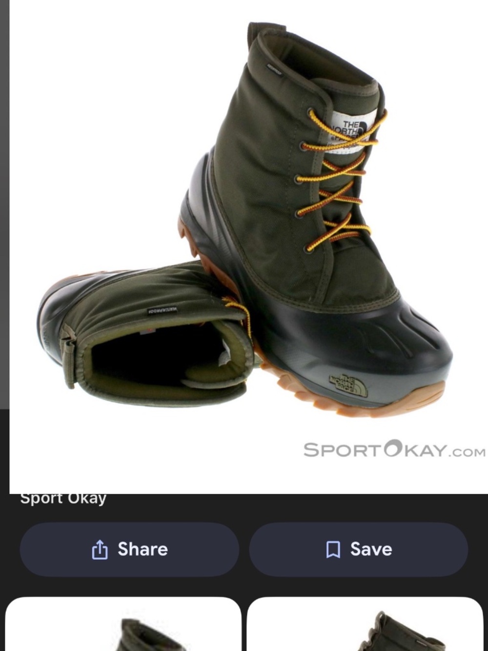 The North Face Olive Green Waterproof Winter Boots MEN'S TSUMORU size 8.5